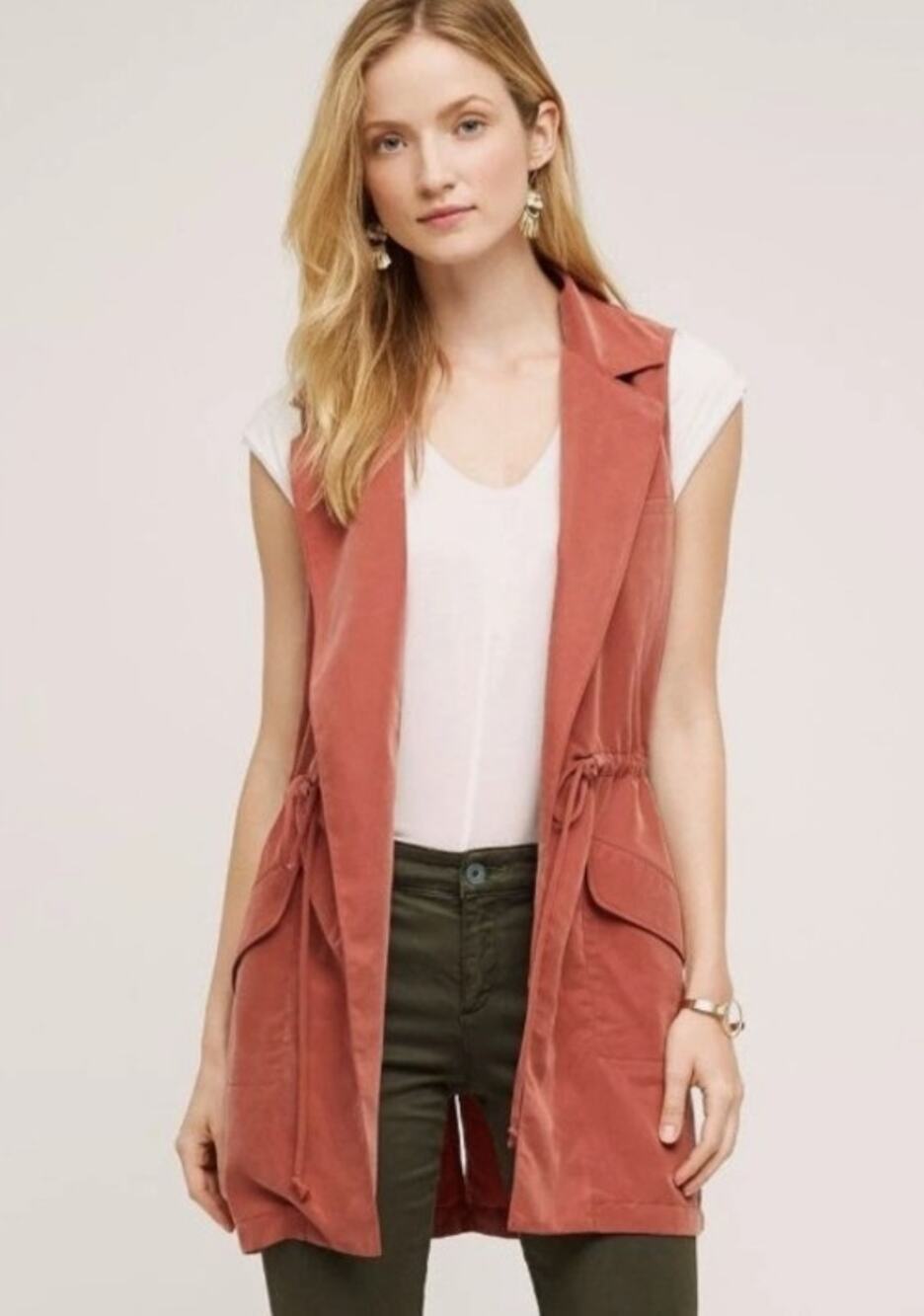 NWT Anthropologie Elevenses Old Town Vest, Burnt Orange, Size M